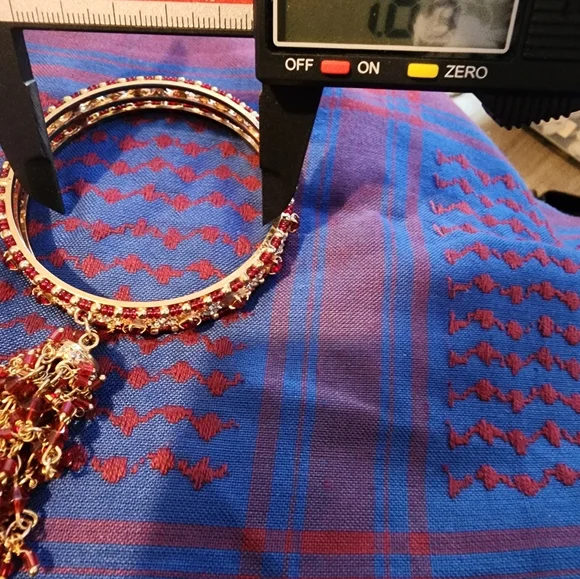 Bollywood Goldtone and Red Bangle Set - Picture 5 of 9